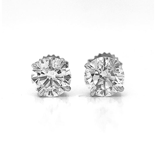 3.40 ct.tw. Natural Round Cut Diamond Stud Earrings, in White Gold
