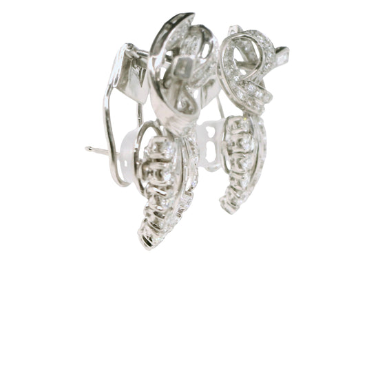 Vintage Art Deco Natural Diamond Cocktail Earrings in Platinum - Preowned