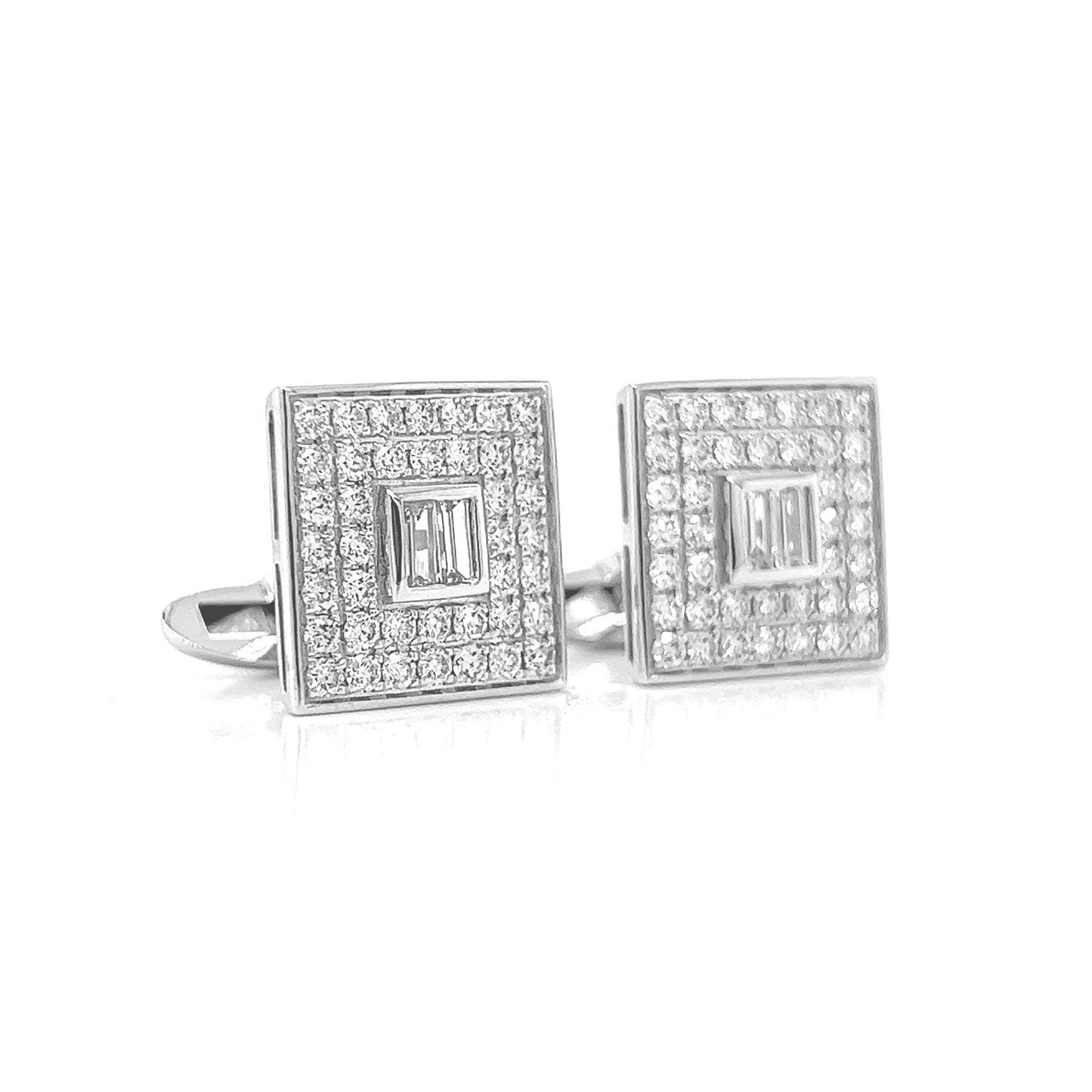 Natural Diamond Cocktail Mens Cufflinks, in White Gold