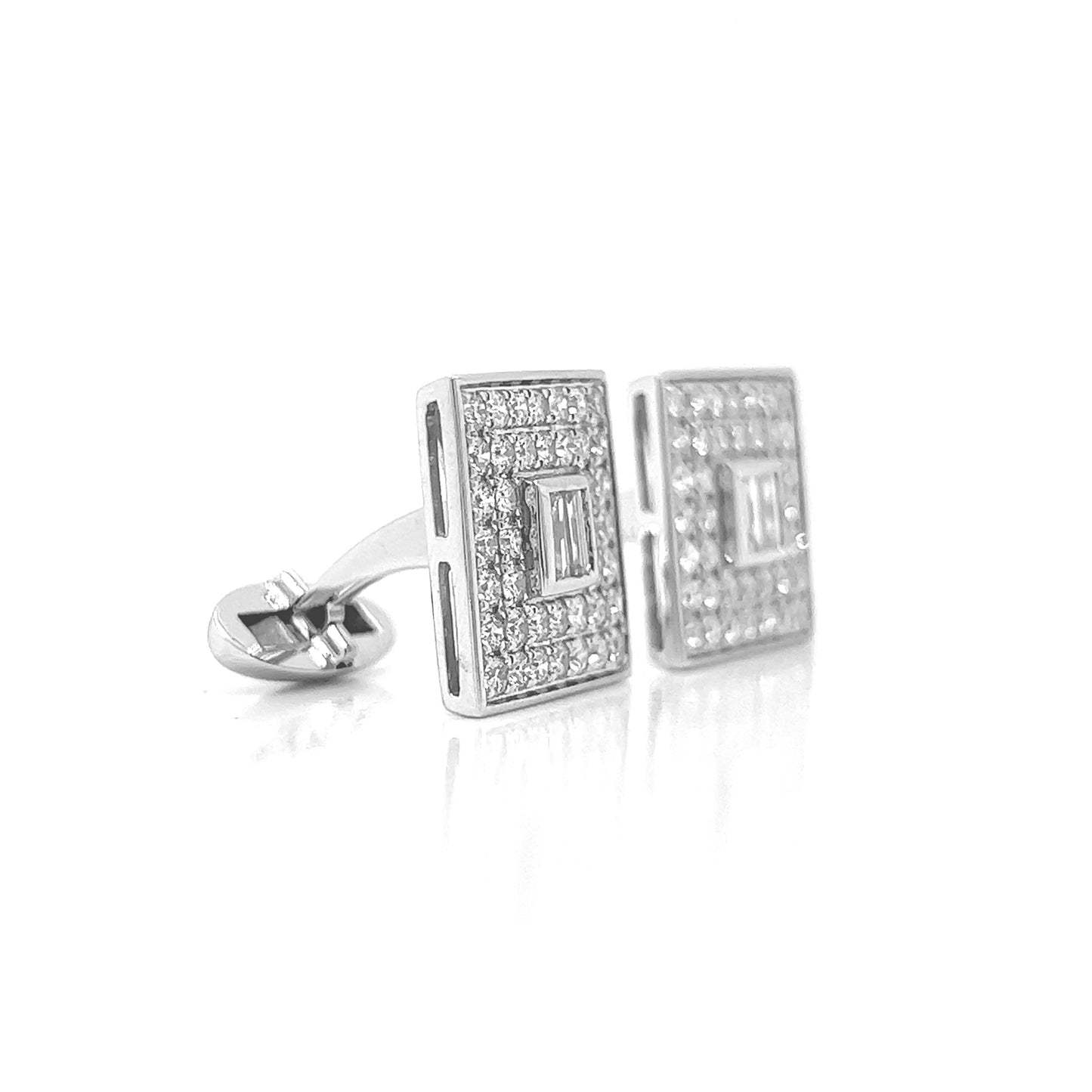 Natural Diamond Cocktail Mens Cufflinks, in White Gold