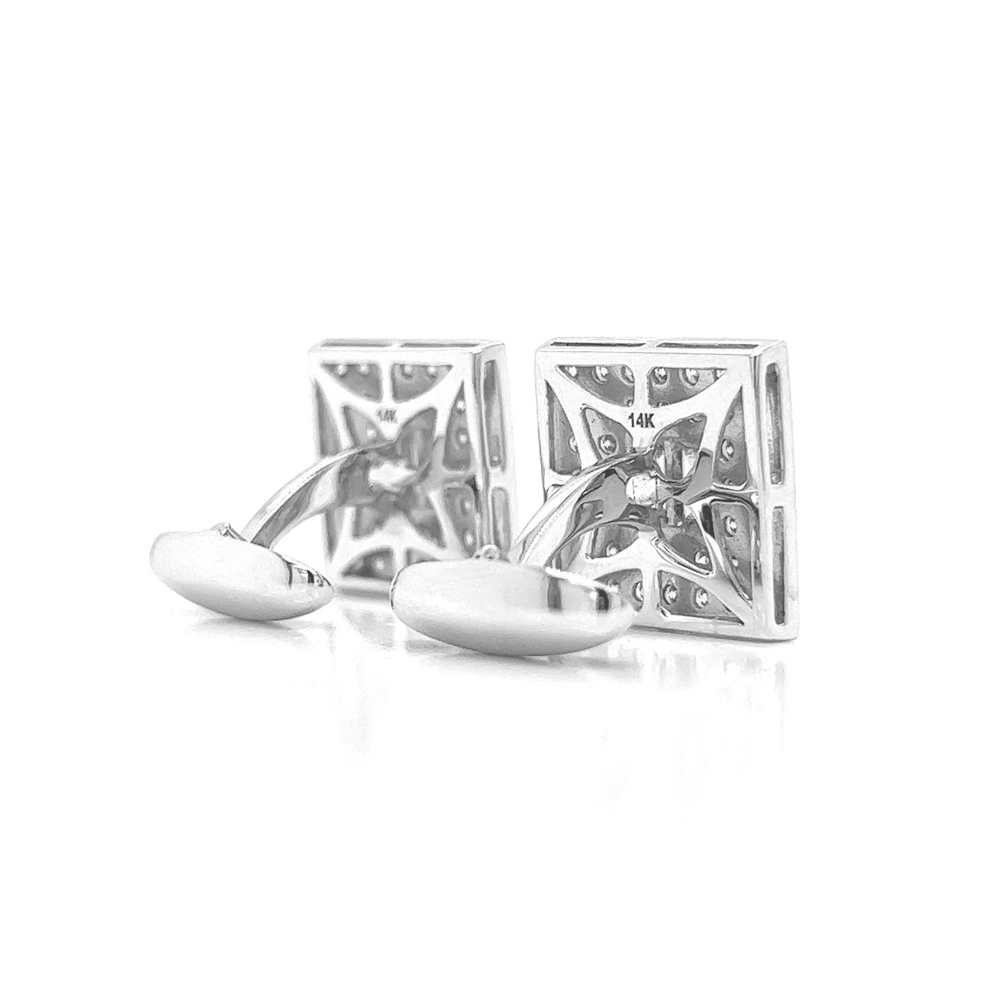 Natural Diamond Cocktail Mens Cufflinks, in White Gold