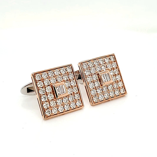 Natural Diamond Cocktail Cufflinks, in Rose Gold