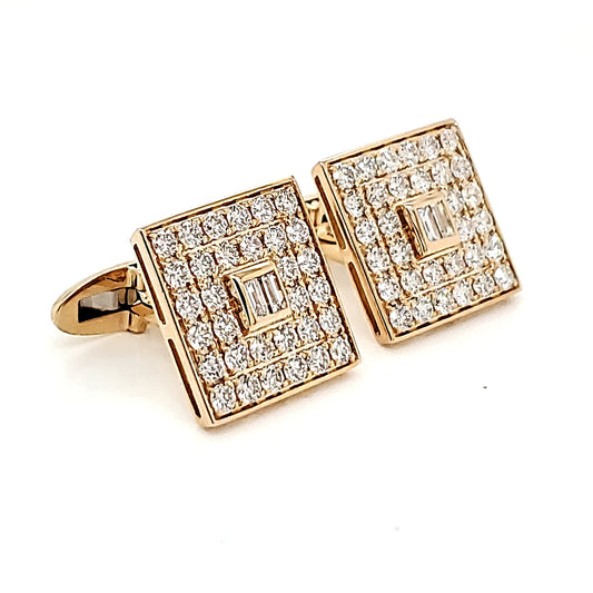 Natural Diamond Cocktail Cufflinks, in Yellow Gold