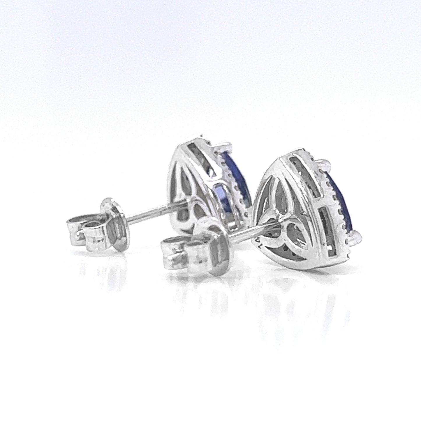 1.46 ct.tw. Natural Tanzanite and Diamond Halo Earrings, in White Gold