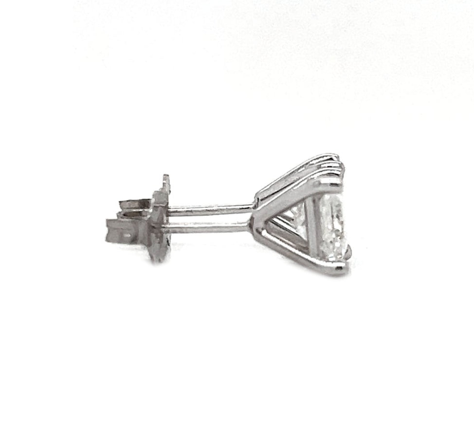 Natural Princess Cut Diamond Stud Earrings, in White Gold