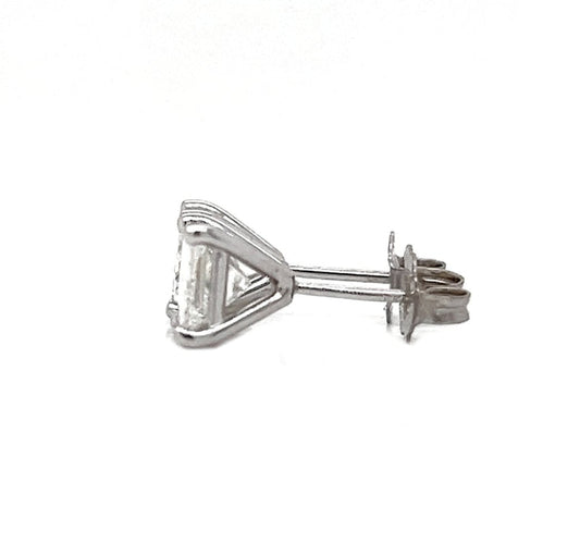 Natural Princess Cut Diamond Stud Earrings, in White Gold