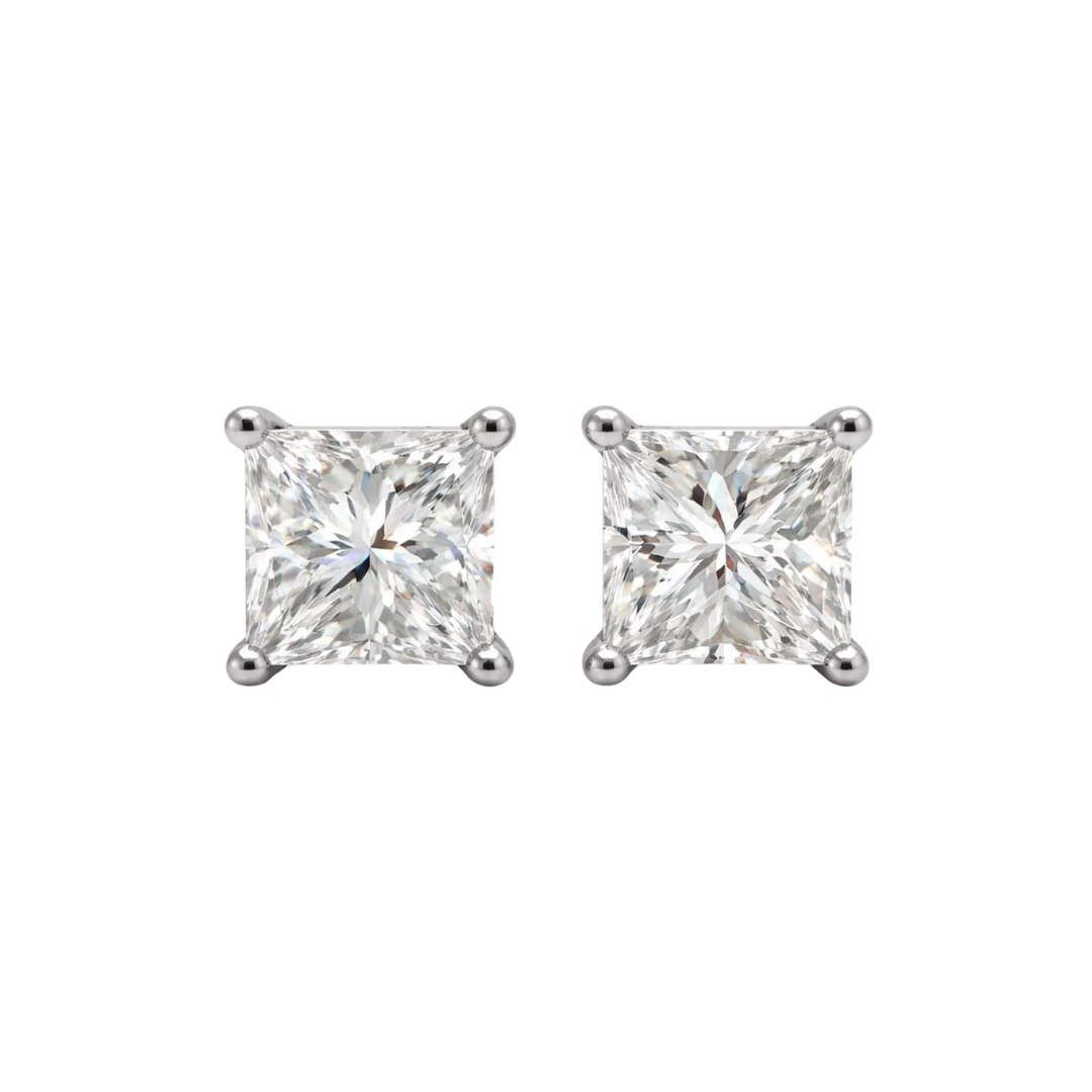 Princes cut diamond stud earrings
