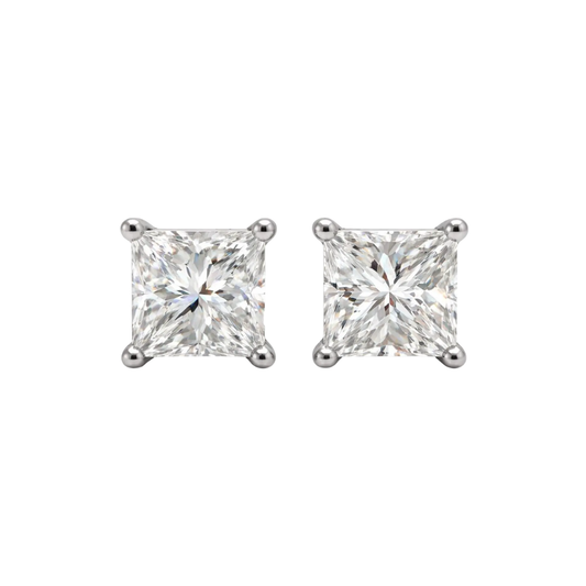 Princes cut diamond stud earrings