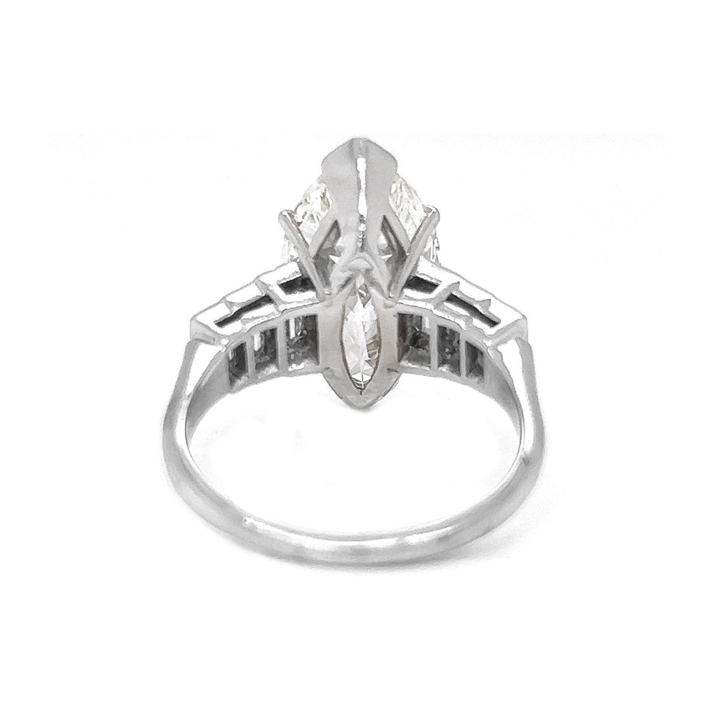 Natural Marquise and Baguette Diamond Bridal Platinum Ring - Pre-owned