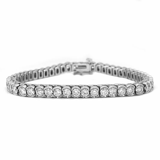 Natural Mined Diamond Semi Bezel Tennis Bracelet White Gold