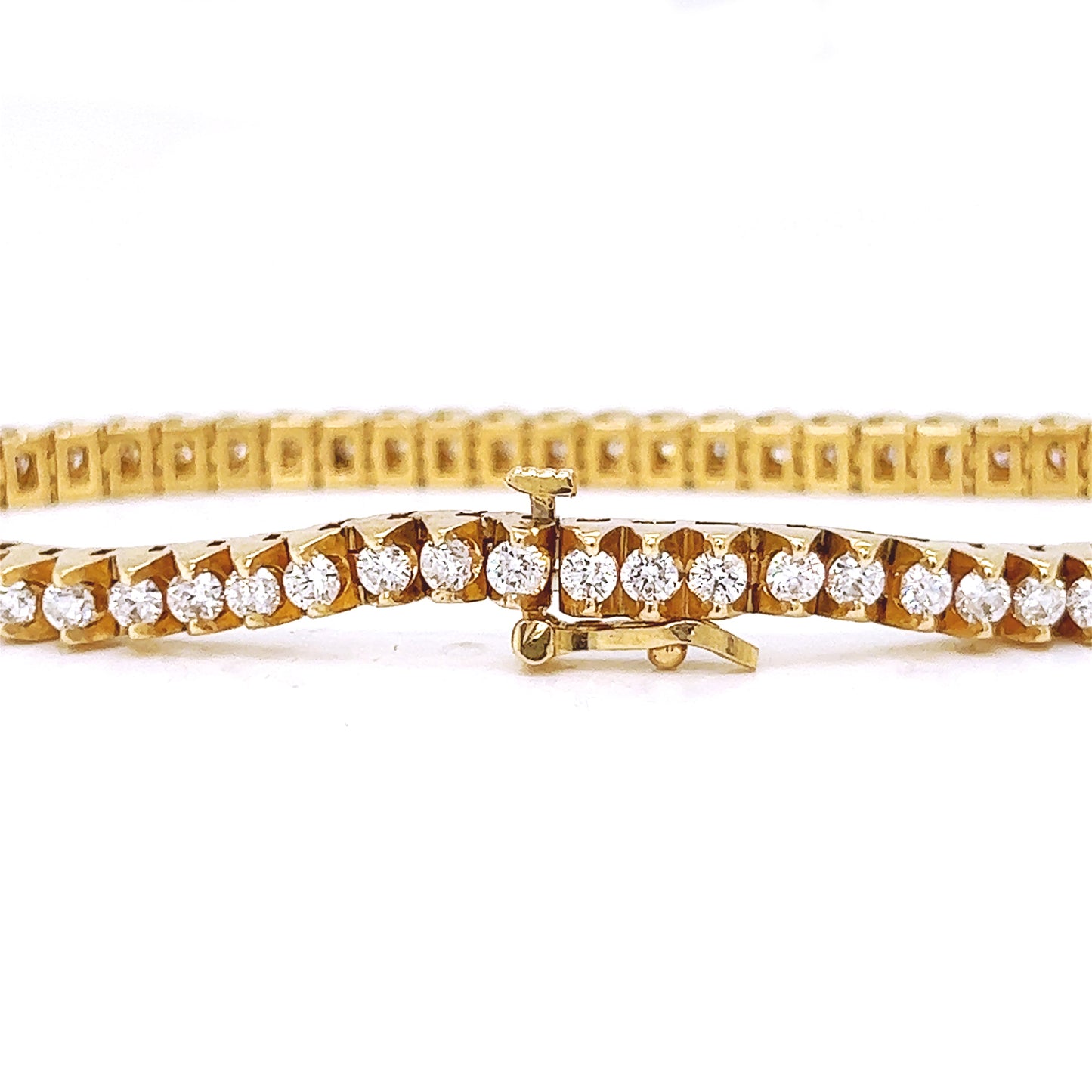 Natural Round Diamond Unique Design Tennis Bracelet, in Yellow Gold
