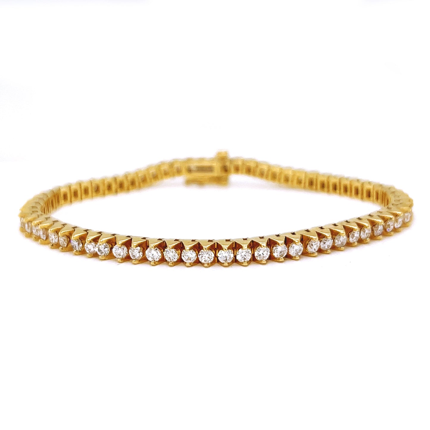 Natural Round Diamond Unique Design Tennis Bracelet, in Yellow Gold