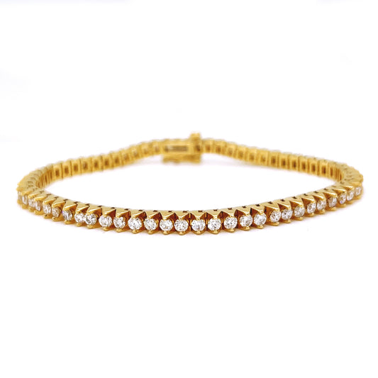 Natural Mined Round Diamond Unique Design Tennis Bracelet Yellow Gold