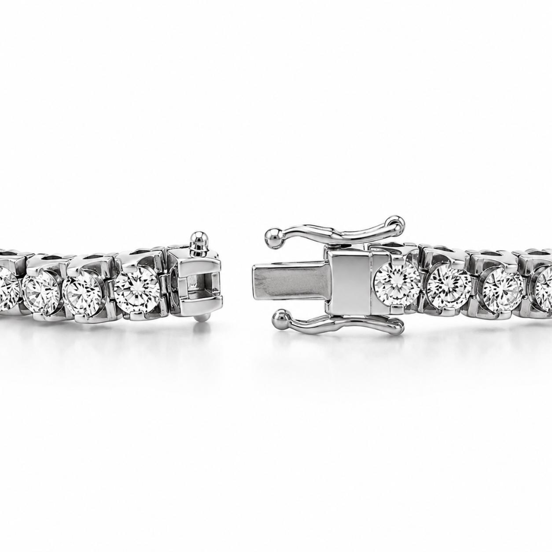 3.65 ct. t.w. Natural Round Diamond Tennis Bracelet, in White Gold back closure