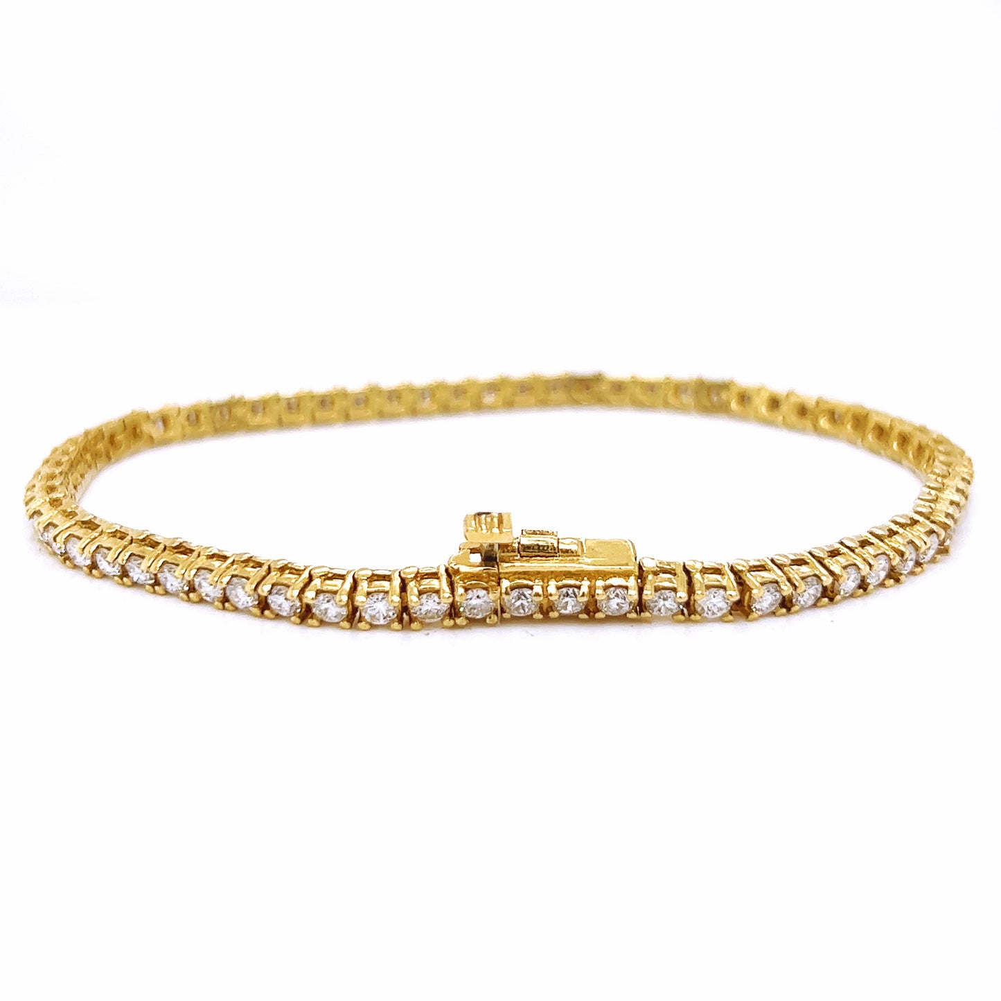 Natural Mined Round Diamond Tennis Bracelet Yellow Gold