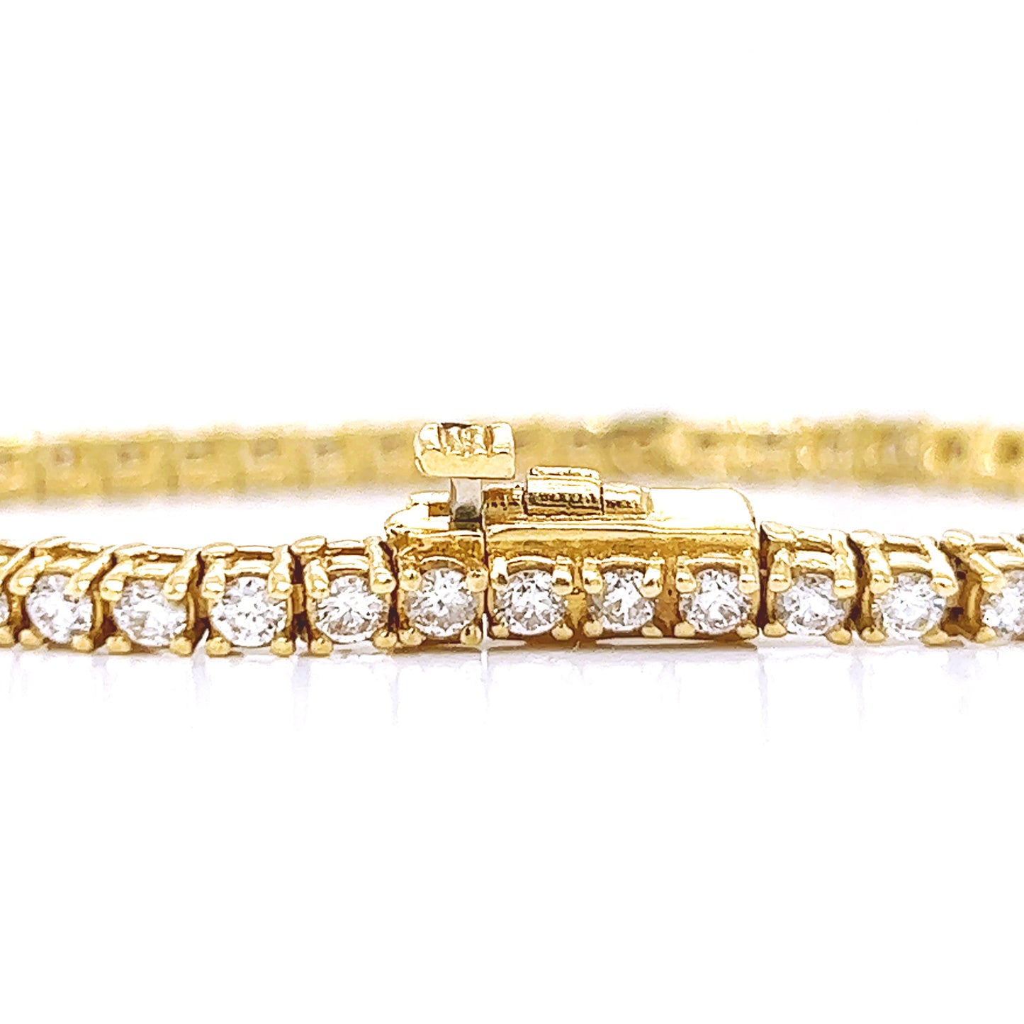 Natural Mined Round Diamond Tennis Bracelet Yellow Gold