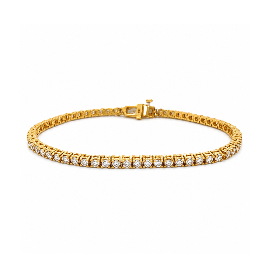 3 cttw. Natural Round Diamond Tennis Bracelet, in Yellow Gold