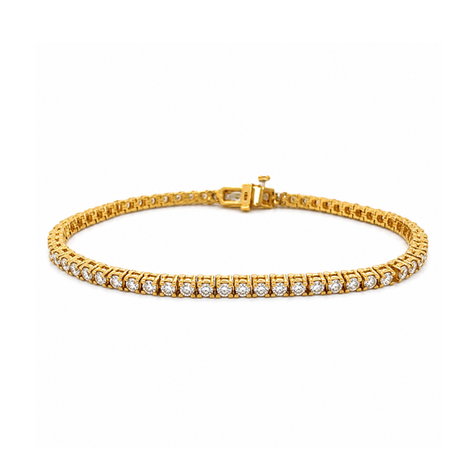 3 cttw. Natural Round Diamond Tennis Bracelet, in Yellow Gold