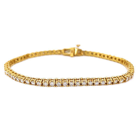 Natural Mined Round Diamond Tennis Bracelet Yellow Gold