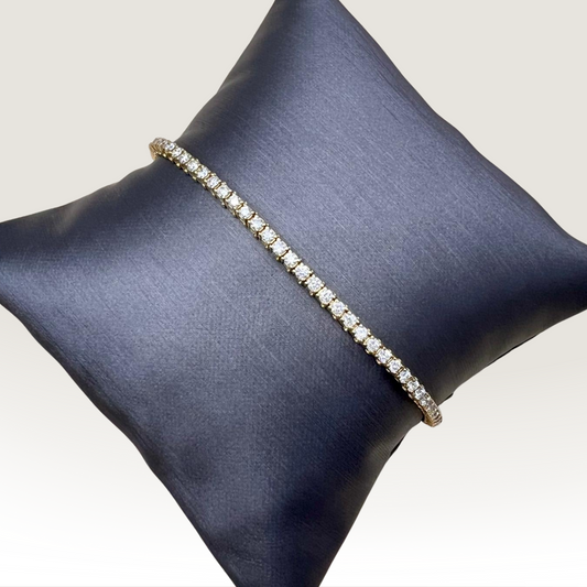 Natural Mined Round Diamond Tennis Bracelet Yellow Gold