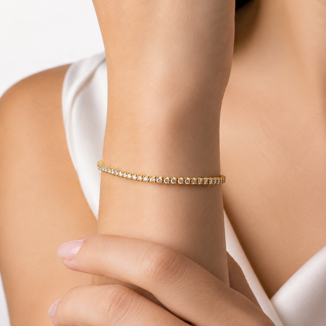 3 cttw. Natural Round Diamond Tennis Bracelet, in Yellow Gold model