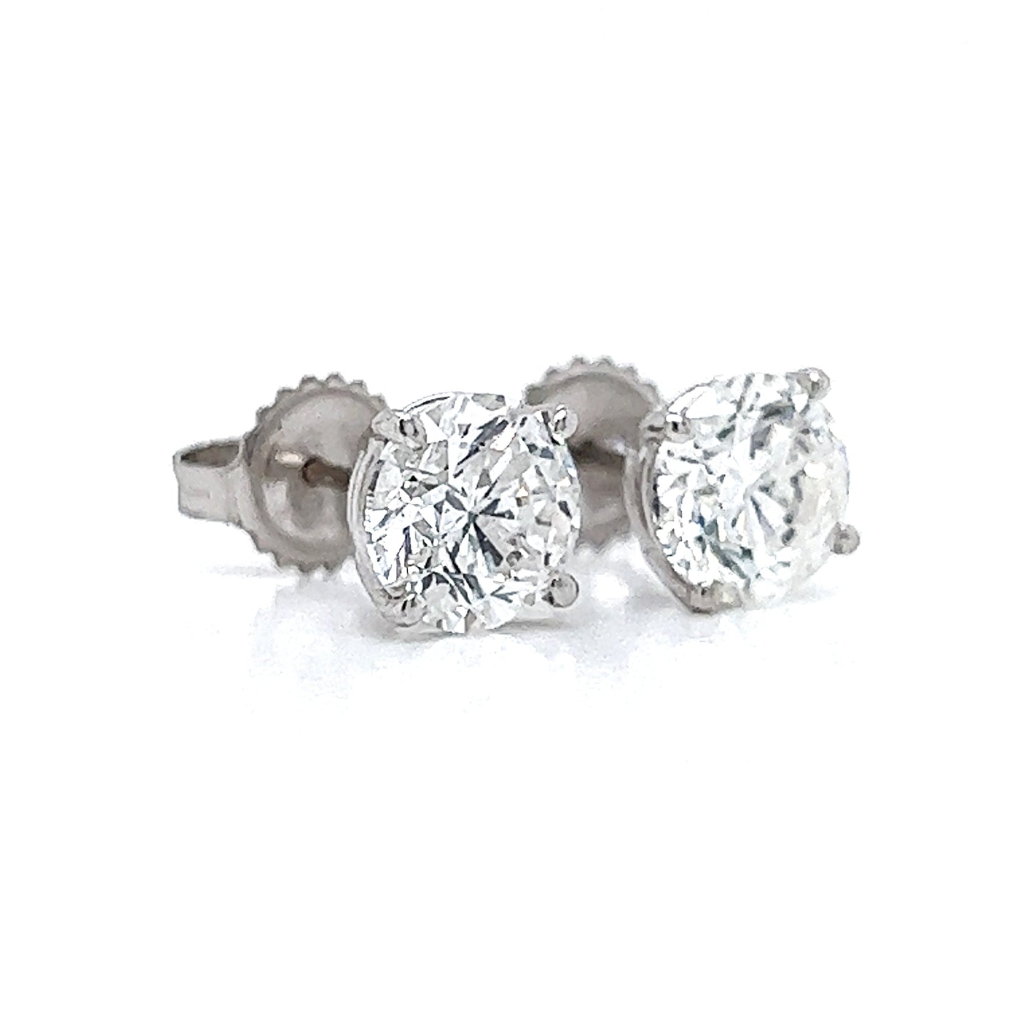 3.03 ct.tw. Natural Round Diamond Stud Earrings, in White Gold