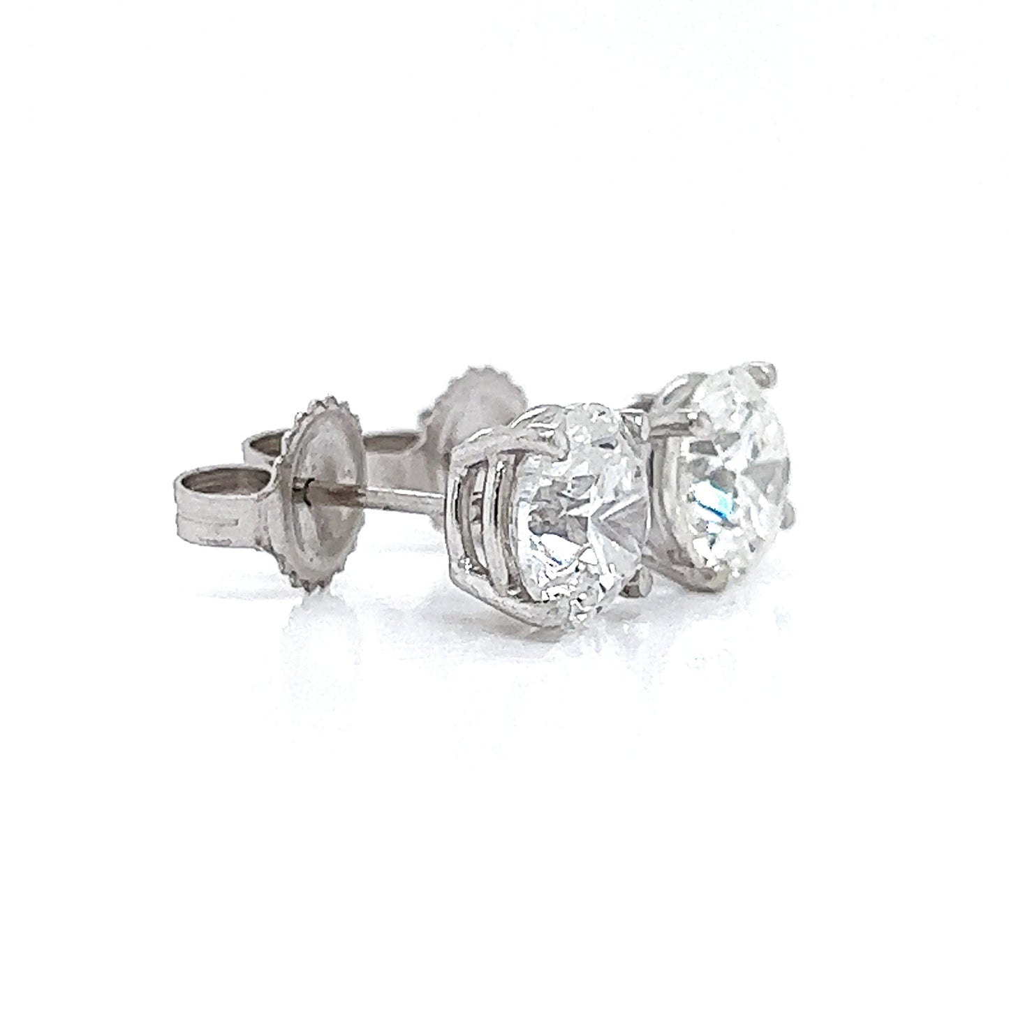 3.03 ct.tw. Natural Round Diamond Stud Earrings, in White Gold