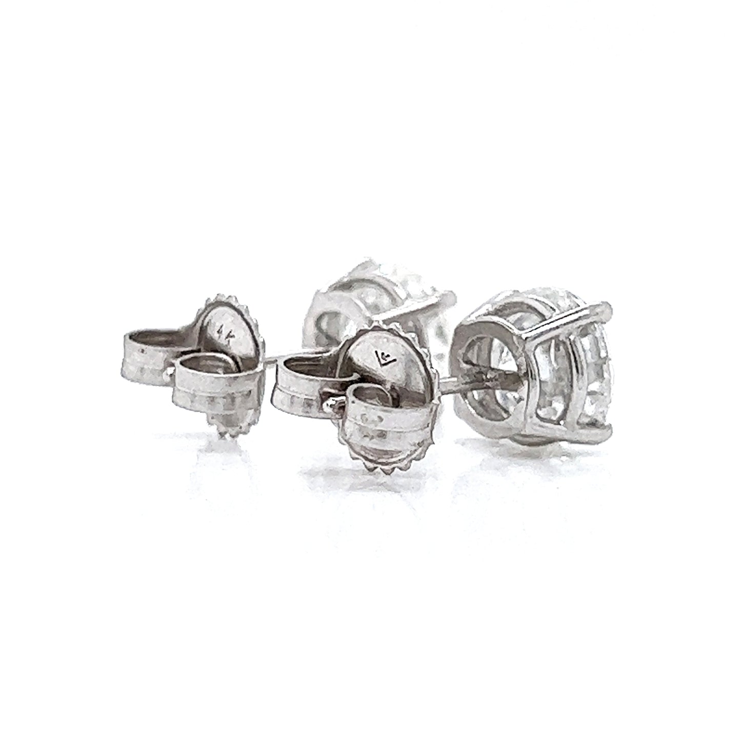 3.03 ct.tw. Natural Round Diamond Stud Earrings, in White Gold