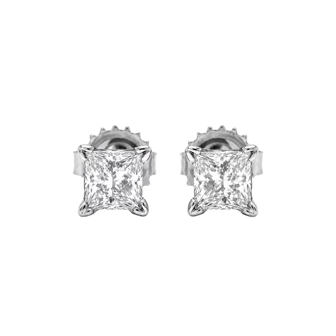 Princess cut diamond stud earring
