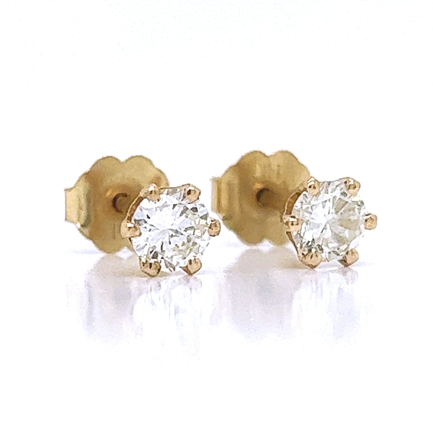 Natural Diamond Stud Earrings, in Yellow Gold