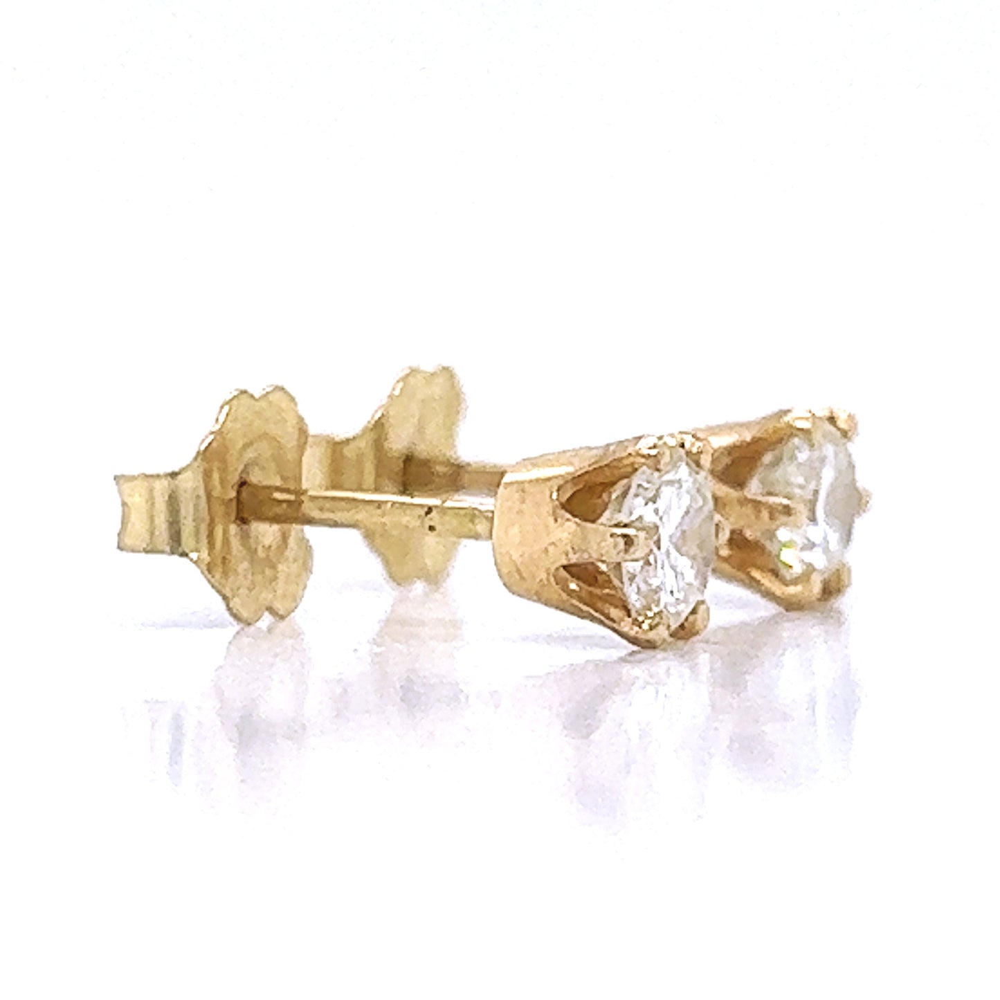 Natural Diamond Stud Earrings, in Yellow Gold