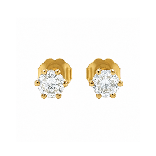 Natural Diamond Stud Earrings, in Yellow Gold - Pre-owned
