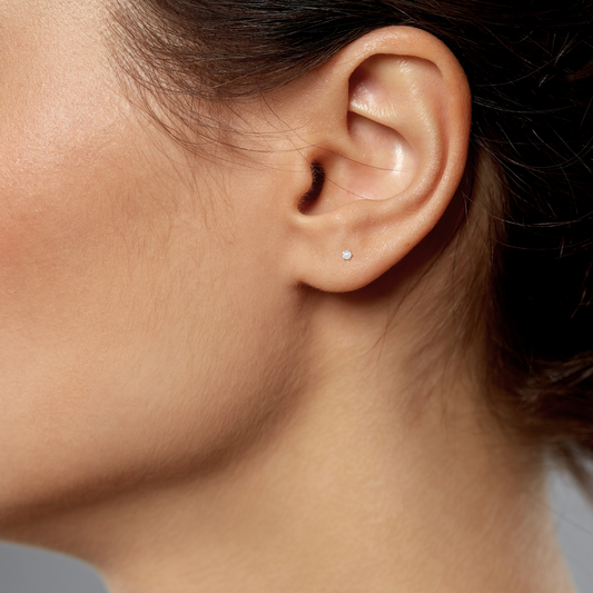 Natural Diamond Stud Earrings, in Yellow Gold