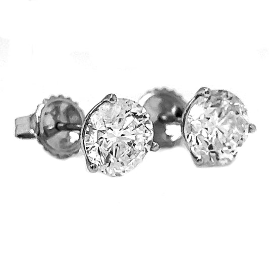 3.25 ct.tw. Natural Diamond 3-Prong Martini Stud Earrings, in White Gold