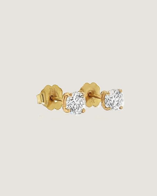 0.70 Carat Natural Mined Round Diamond Earring Studs 14KT Yellow Gold