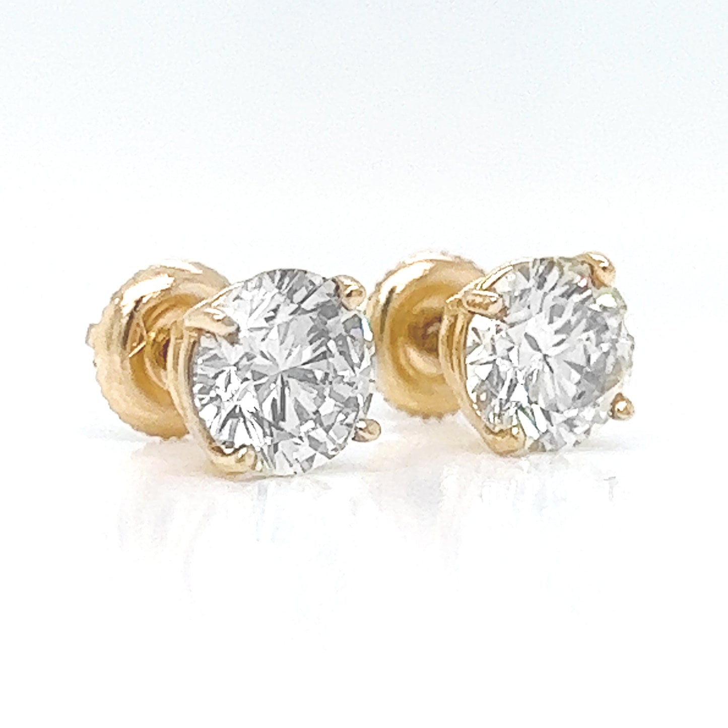 2.62 ct.tw. Natural Diamond Round Stud Earrings, in Yellow Gold