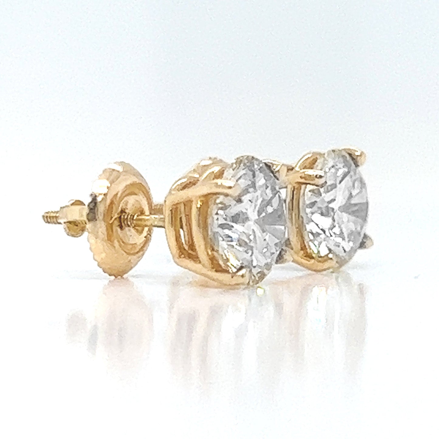 2.62 ct.tw. Natural Diamond Round Stud Earrings, in Yellow Gold