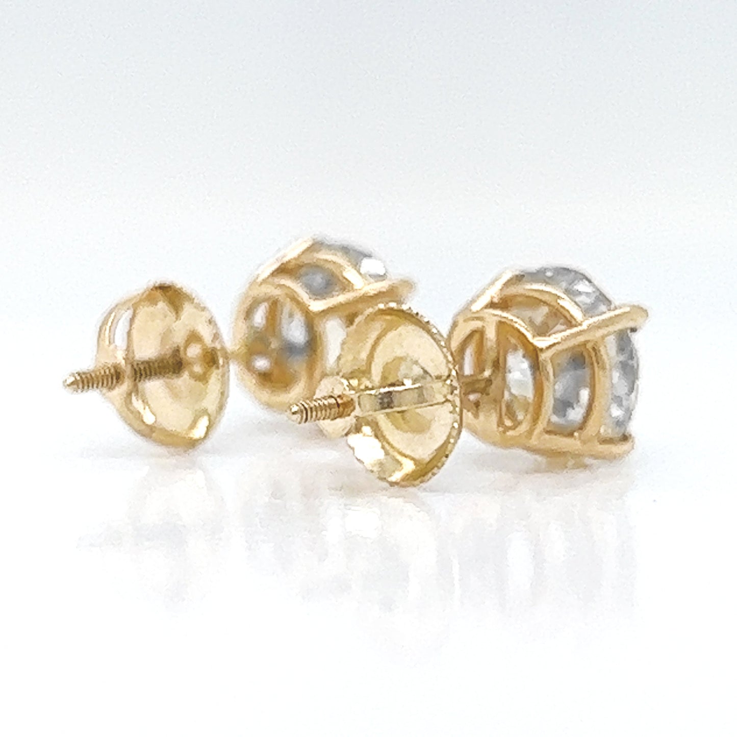 2.62 ct.tw. Natural Diamond Round Stud Earrings, in Yellow Gold