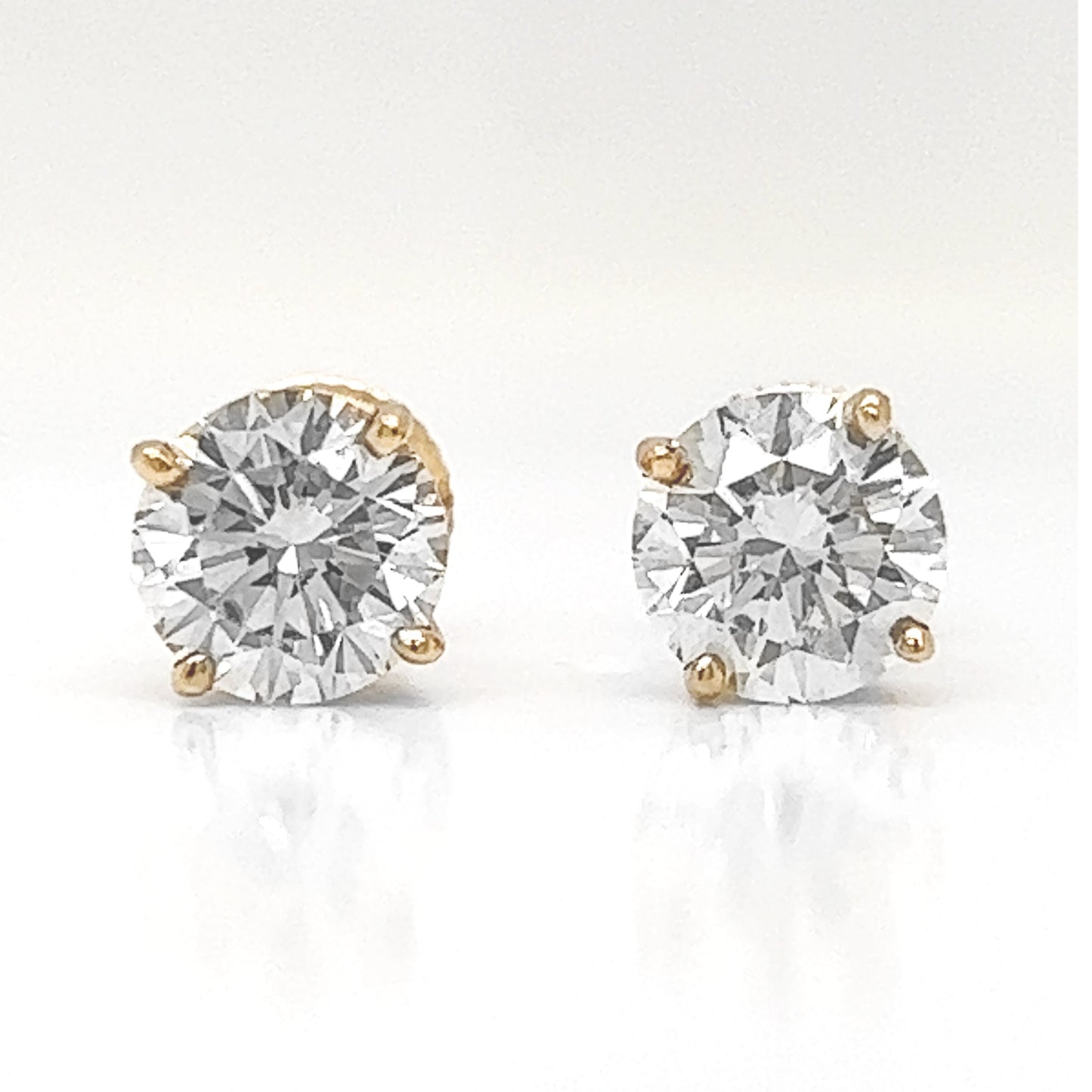 2.62 ct.tw. Natural Diamond Round Stud Earrings, in Yellow Gold