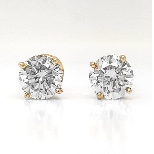 2.62 ct.tw. Natural Diamond Round Stud Earrings, in Yellow Gold
