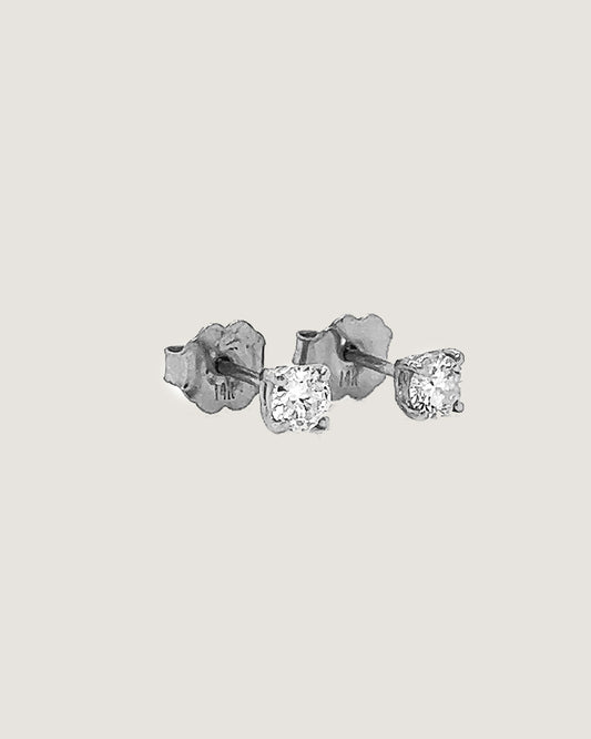 0.30 Carat Natural Mined Round Diamond Dainty Earring Studs 14KT White Gold