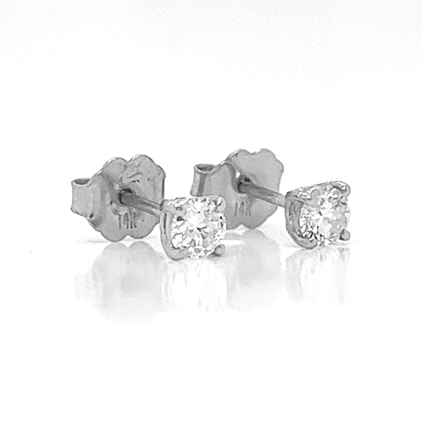 Natural Diamond Stud Earrings, in White Gold