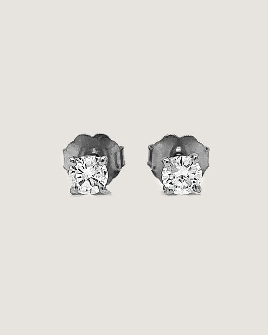 0.30 Carat Natural Mined Round Diamond Dainty Earring Studs 14KT White Gold