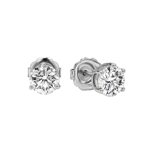 Diamond stud earrings in white background