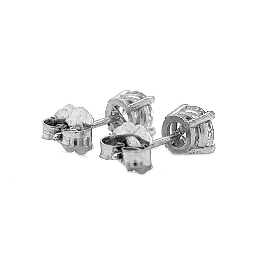 Natural Round Diamond Stud Earrings, in White Gold