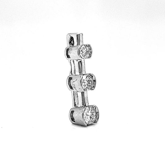 Natural Diamond Three Stone Bezel Pendant, in White Gold