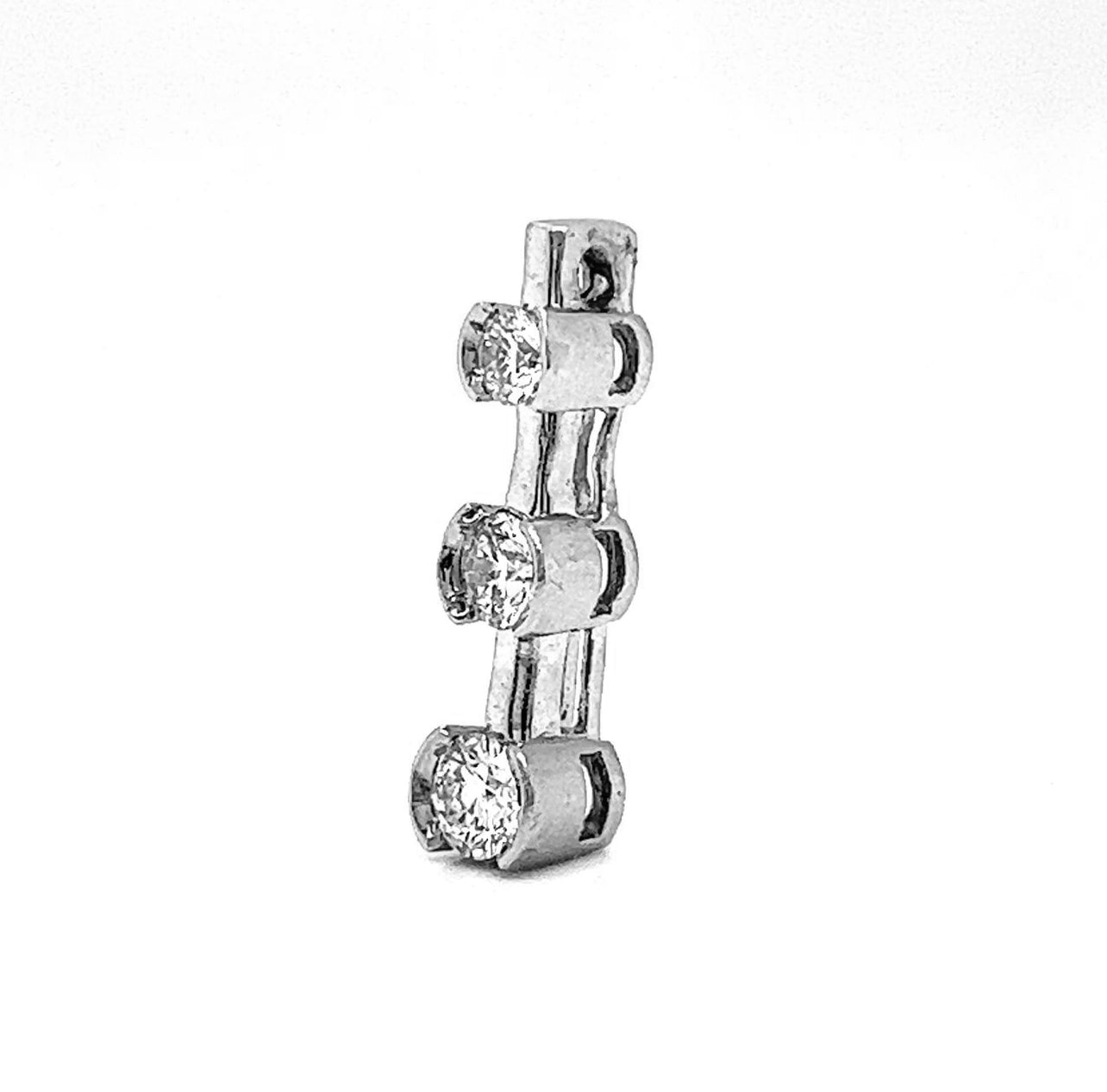 Natural Diamond Three Stone Bezel Pendant, in White Gold