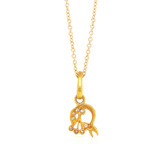 Natural Diamond Vintage Cocktail Pendant, in Yellow Gold