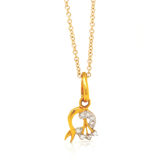 Natural Diamond Vintage Cocktail Pendant, in Yellow Gold