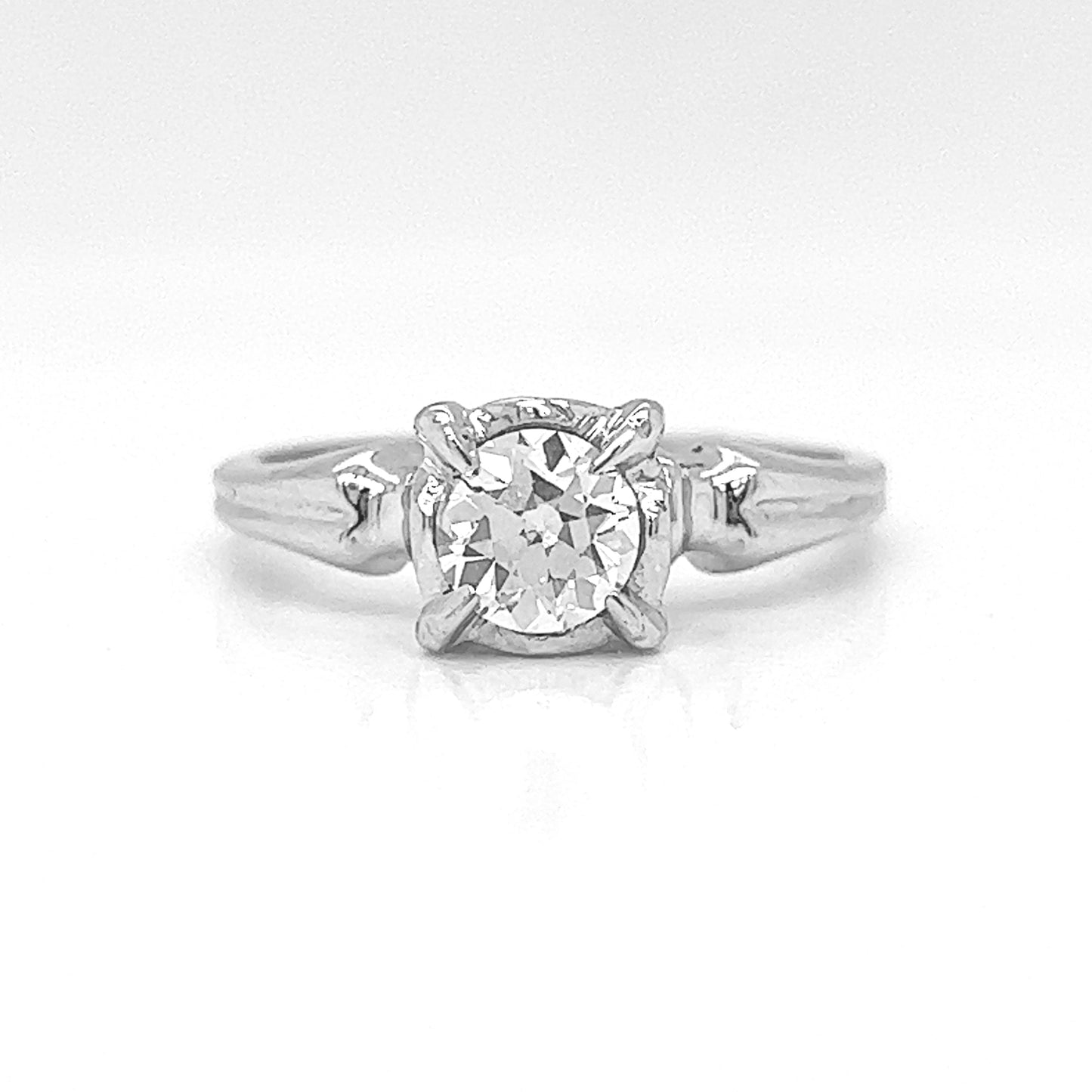 Natural Old European Cut Diamond Bridal Solitaire Ring, in  White Gold - Pre-owned